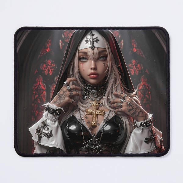 Item preview, Blonde Tattooed Nun Gothic Art Portrait designed and sold by GalleryBrisArt.