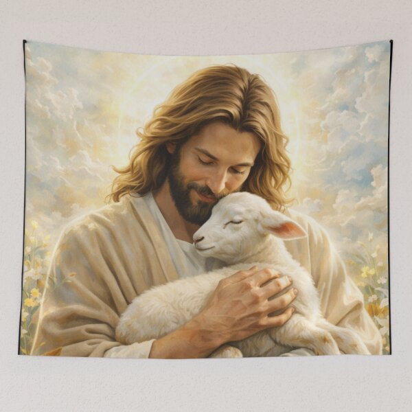 Item preview, The Good Shepherd - Jesus Holding Gentle Lamb designed and sold by LaFoiCreative.