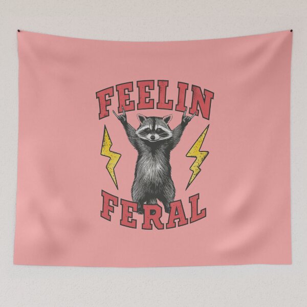 Item preview, Feelin Feral Funny Raccoon Rock Hand designed and sold by BoringClothes .