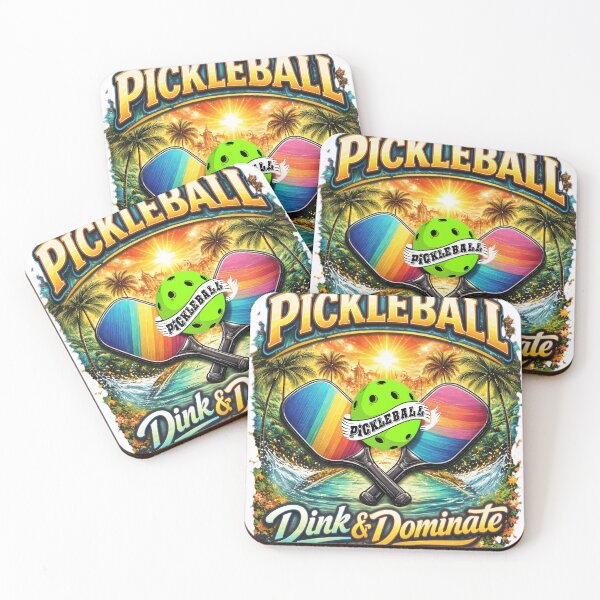 Item preview, Pickleball Dink & Dominate | Tropical Sunset Rainbow Paddle Design designed and sold by Jen.Lou.