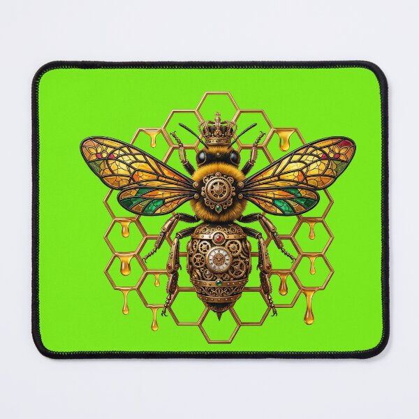 Item preview, Steampunk Queen Bee Stained Glass Sticker - Clockwork Honeycomb Art designed and sold by Utopian-Magic.