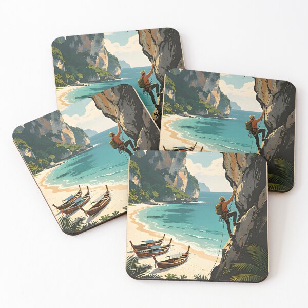Item preview, Railay Beach Thailand Vintage Travel Poster Tropical Coastal Wall Art designed and sold by Spirit of Siam.