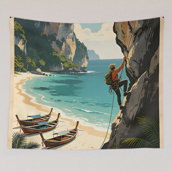 Item preview, Railay Beach Thailand Vintage Travel Poster Tropical Coastal Wall Art designed and sold by Spirit of Siam.