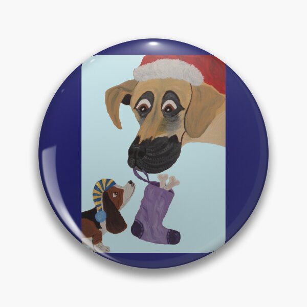 Item preview, Great Dane giving Basset Hound Puppy a Stocking designed and sold by Squirreldumplings.