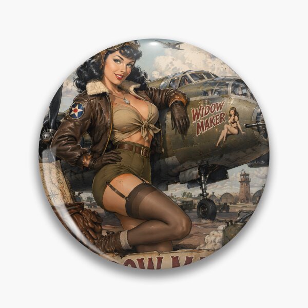Item preview, Widow Maker Vintage Bomber Pin-Up designed and sold by castillomiami.