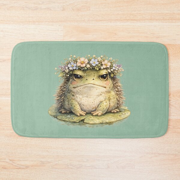 Item preview, Grumpy Frog with Flower Crown Cute Cottagecore  designed and sold by MagicMakerPh⭐⭐⭐⭐⭐.