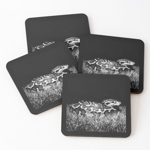 Item preview, Monochrome Snake in Grass – Dark Reptile Wildlife Art designed and sold by inkoutninja.