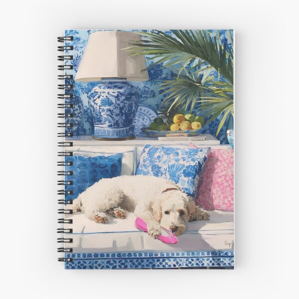 Item preview, Grandmillennial art, Thief of the pink shoe, whimsical dog art designed and sold by SophieClimaArt.