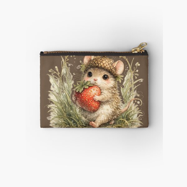 Item preview, Storybook Mouse with Acorn Hat and Strawberry Cottagecore Watercolor designed and sold by MagicMakerPh⭐⭐⭐⭐⭐.