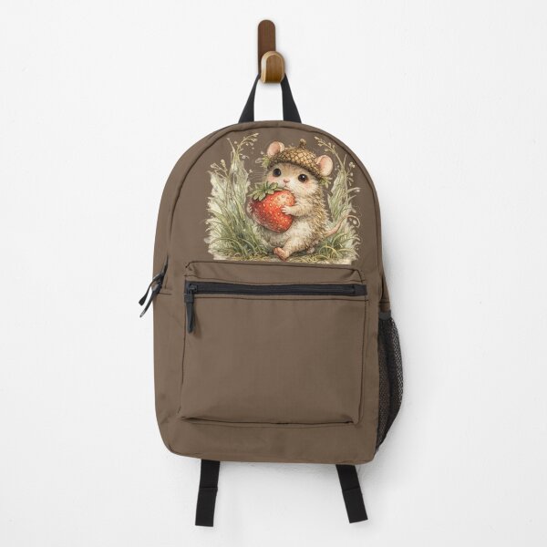 Item preview, Storybook Mouse with Acorn Hat and Strawberry Cottagecore Watercolor designed and sold by MagicMakerPh.