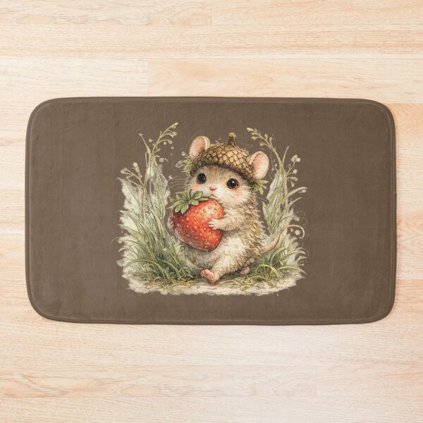 Item preview, Storybook Mouse with Acorn Hat and Strawberry Cottagecore Watercolor designed and sold by MagicMakerPh⭐⭐⭐⭐⭐.