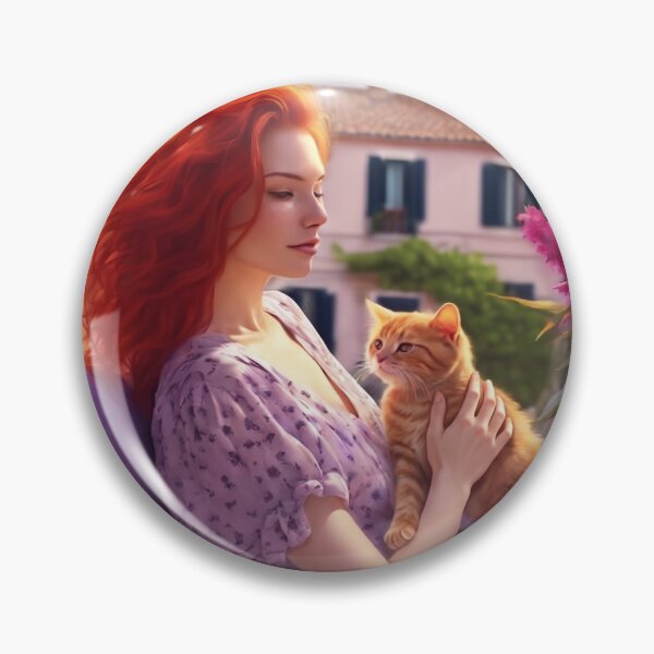 Item preview, Lavender Dreams – Redhead Girl with Ginger Cat designed and sold by UmSkelig834.