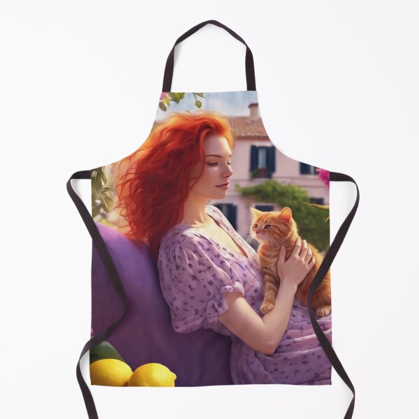 Item preview, Lavender Dreams – Redhead Girl with Ginger Cat designed and sold by UmSkelig834.