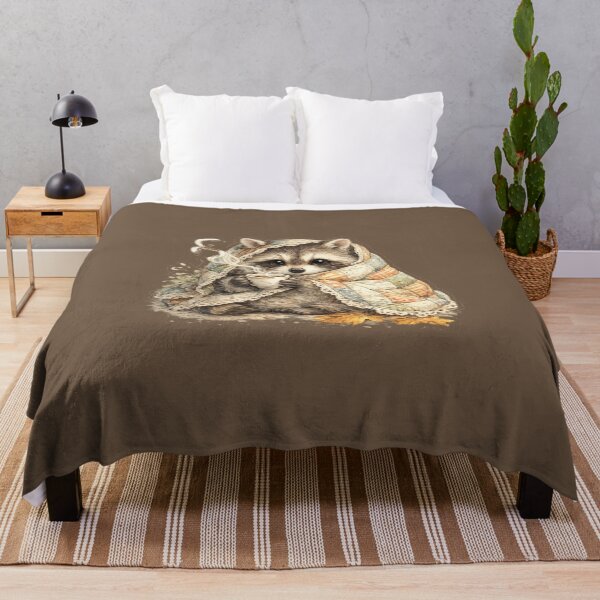 Item preview, Cozy Quilted Raccoon Drinking Tea Watercolor Cottagecore designed and sold by MagicMakerPh⭐⭐⭐⭐⭐.