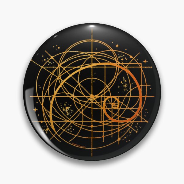 Item preview, Golden Ratio Fibonacci Spiral | Sacred Geometry Line Art | Orange and Gold Colors | Graphic designed and sold by Made by Tamar.