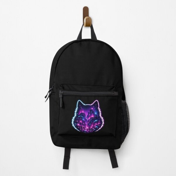 Item preview, Cyberpunk Wolf City — Neon Purple Blue Fantasy Art for Bold Dreamers designed and sold by ArtoryWorks.