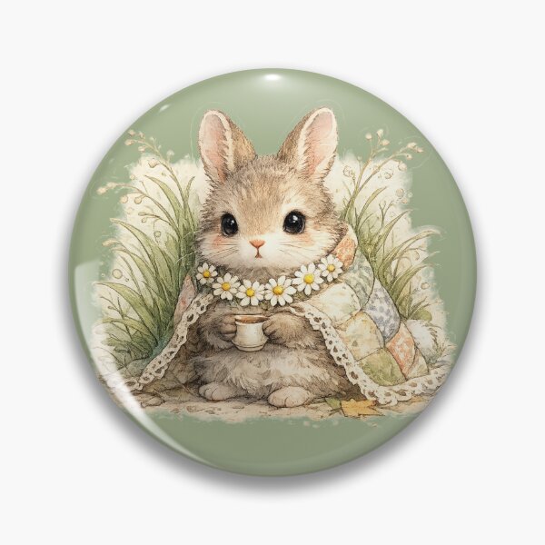 Item preview, Cute Bunny with Daisy Chain Watercolor Cottagecore  designed and sold by MagicMakerPh⭐⭐⭐⭐⭐.
