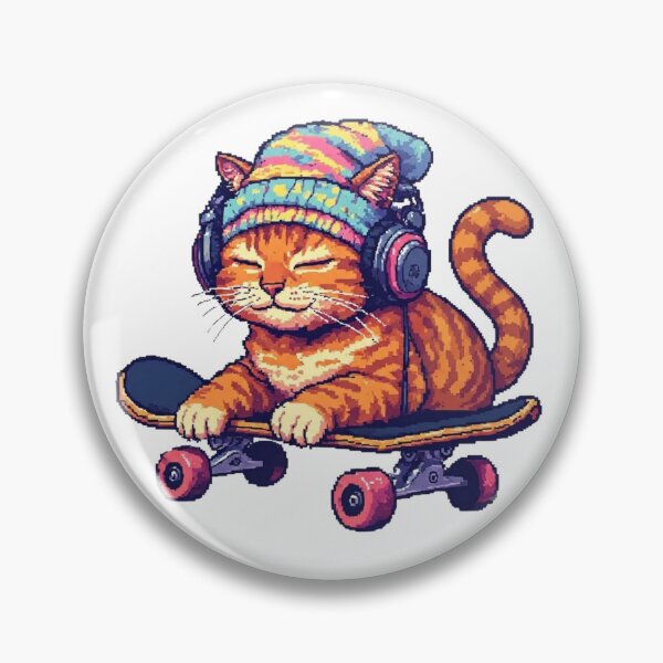Item preview, Cute Lofi Skater Cat Pixel Art designed and sold by thepixelcloset.