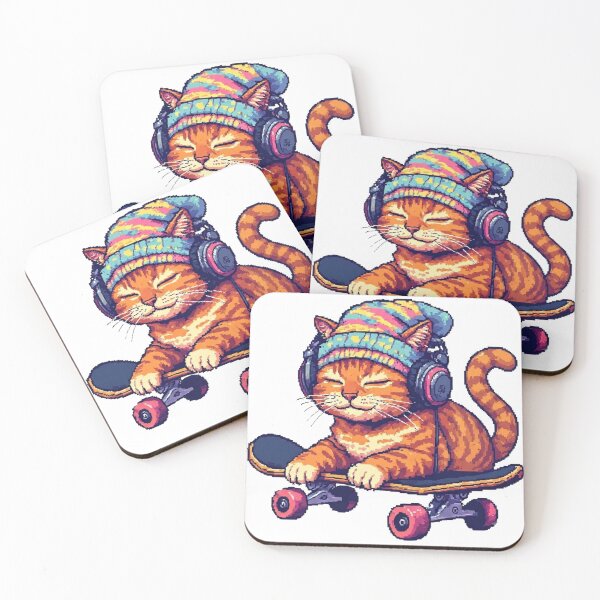 Item preview, Cute Lofi Skater Cat Pixel Art designed and sold by thepixelcloset.