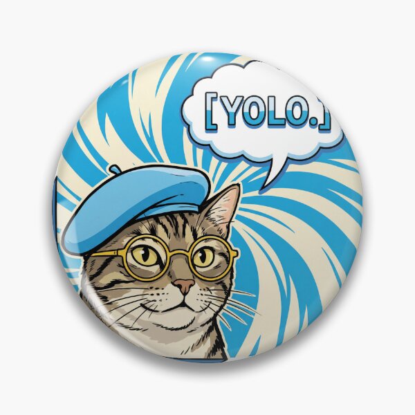 Item preview, Retro Comic Book Cool Cat with Blue Beret Yellow Glasses and YOLO Speech Bubble designed and sold by MoonlitDoodles1.