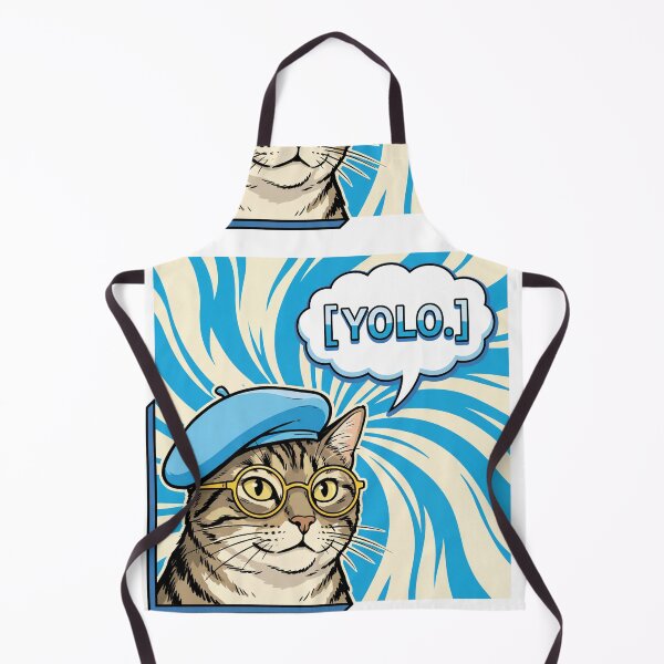 Item preview, Retro Comic Book Cool Cat with Blue Beret Yellow Glasses and YOLO Speech Bubble designed and sold by MoonlitDoodles1.