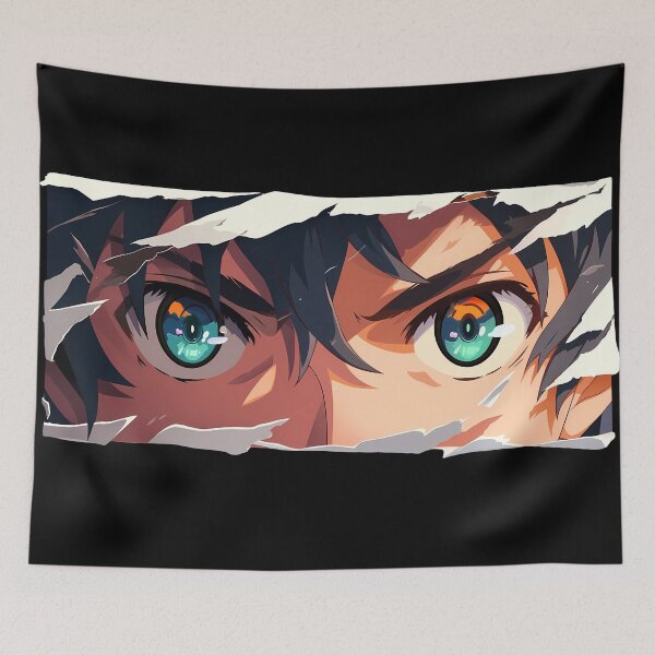 Item preview, Guren Ichinose Seraph Of The End Teal Eyes Torn Paper Stare designed and sold by PMartistStudio.
