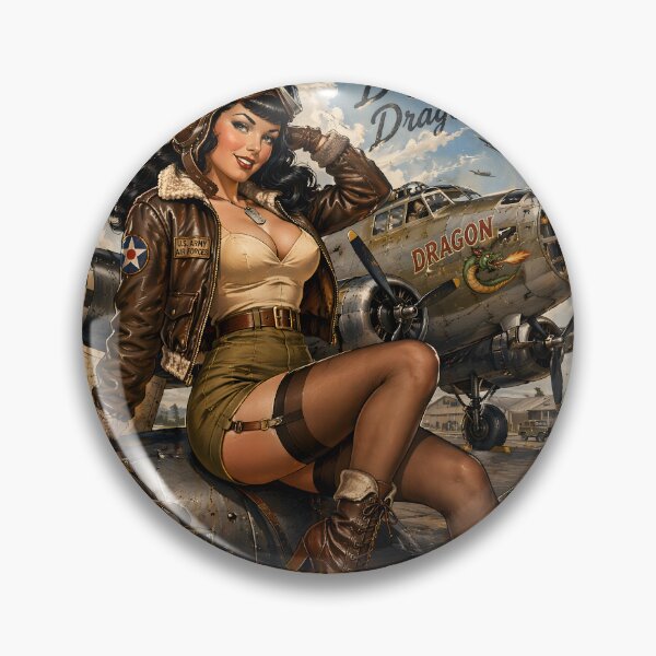 Item preview, B-23 Dragon Vintage Bomber Pin-Up designed and sold by castillomiami.