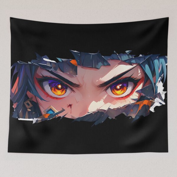 Item preview, Beidou Genshin Impact Intense Eyes Ink Splatter Ripped Paper Peeker designed and sold by PMartistStudio.