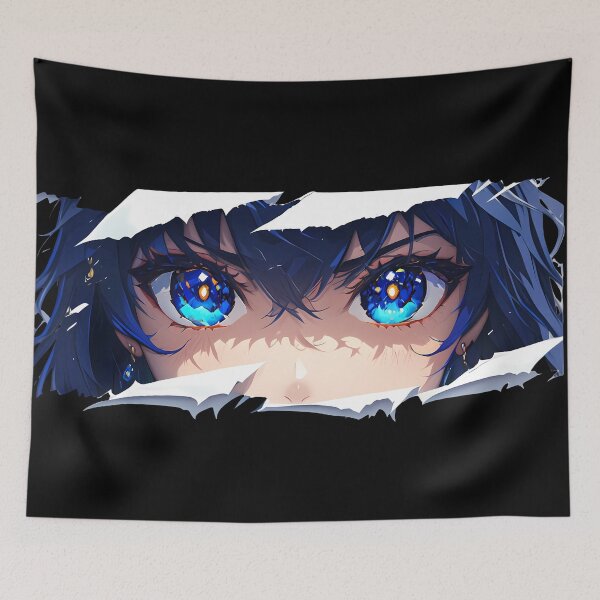 Item preview, Albedo Genshin Impact Blue Eyes Torn Paper Peeker Stare designed and sold by PMartistStudio.