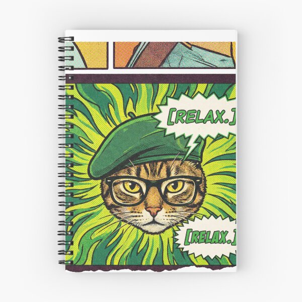 Item preview, Comic strip vintage cat in a green beret glasses relax speech bubble designed and sold by MoonlitDoodles1.