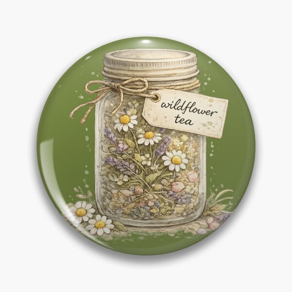 Item preview, Wildflower Tea Mason Jar Watercolor Cottagecore Botanical designed and sold by MagicMakerPh⭐⭐⭐⭐⭐.