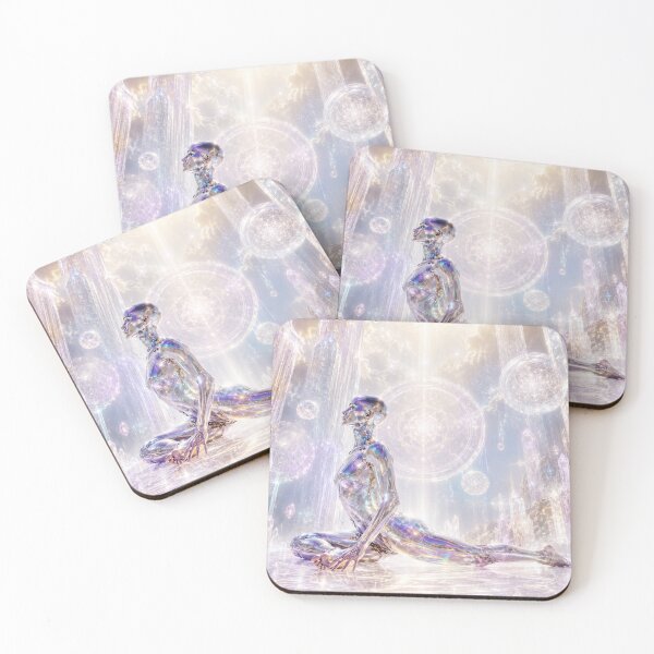 Item preview, Ethereal images of a chrome goddess doing yoga in a spiritual crystal palace designed and sold by Daveslite.