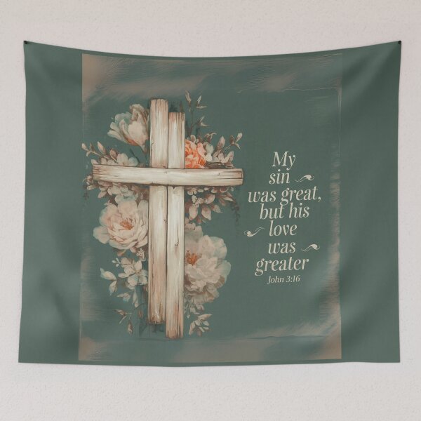 Item preview, My Sin Was Great But His Love Was Greater Cross Floral Christian Design designed and sold by JupiterLemons.