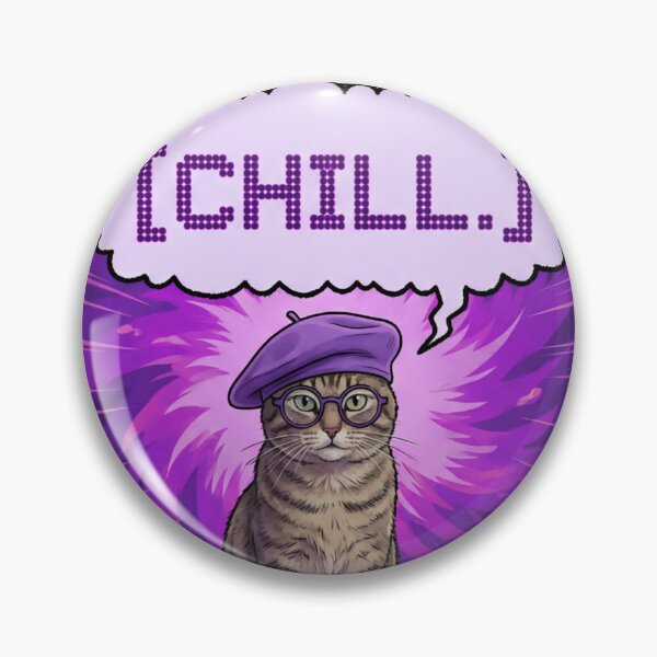Item preview, Retro 4 Panel Comic Strip Tabby Cat with Purple Beret and Chill Speech Bubble designed and sold by MoonlitDoodles1.