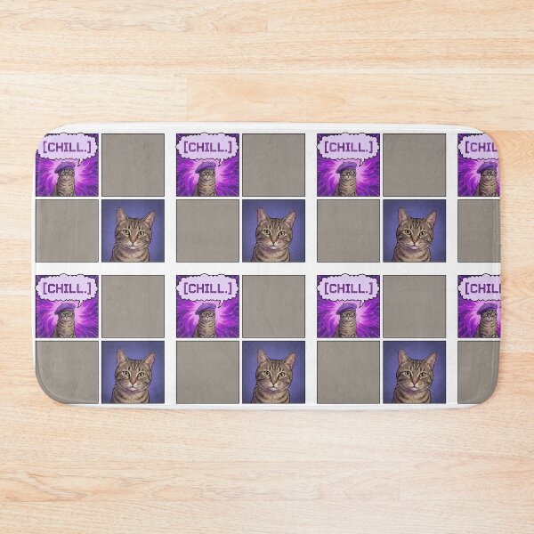 Item preview, Retro 4 Panel Comic Strip Tabby Cat with Purple Beret and Chill Speech Bubble designed and sold by MoonlitDoodles1.
