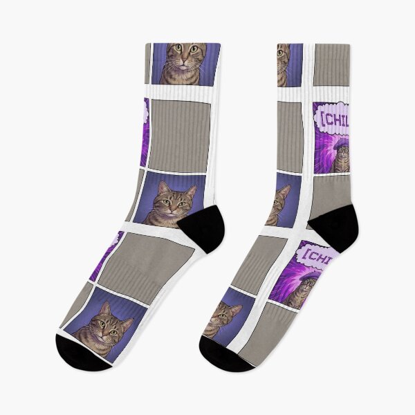 Item preview, Retro 4 Panel Comic Strip Tabby Cat with Purple Beret and Chill Speech Bubble designed and sold by MoonlitDoodles1.