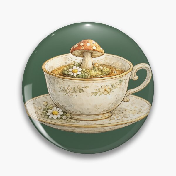 Item preview, Whimsical Mushroom Growing from Teacup Watercolor Cottagecore  designed and sold by MagicMakerPh⭐⭐⭐⭐⭐.