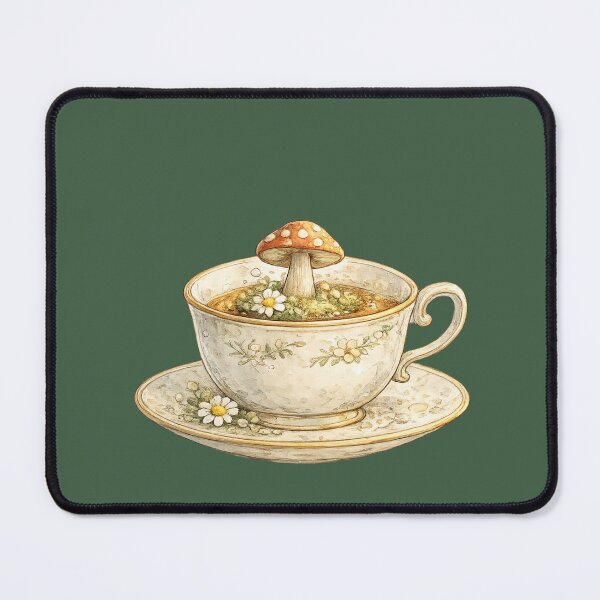 Item preview, Whimsical Mushroom Growing from Teacup Watercolor Cottagecore  designed and sold by MagicMakerPh.