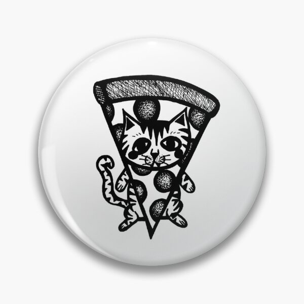 Item preview, Greyscale Pepperoni Pizza Kitty Cat designed and sold by KayTurtless.