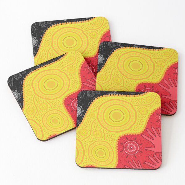 Item preview, Aboriginal Dot Painting Bedding Set Hand Prints Black Red designed and sold by AboriginalartVI.