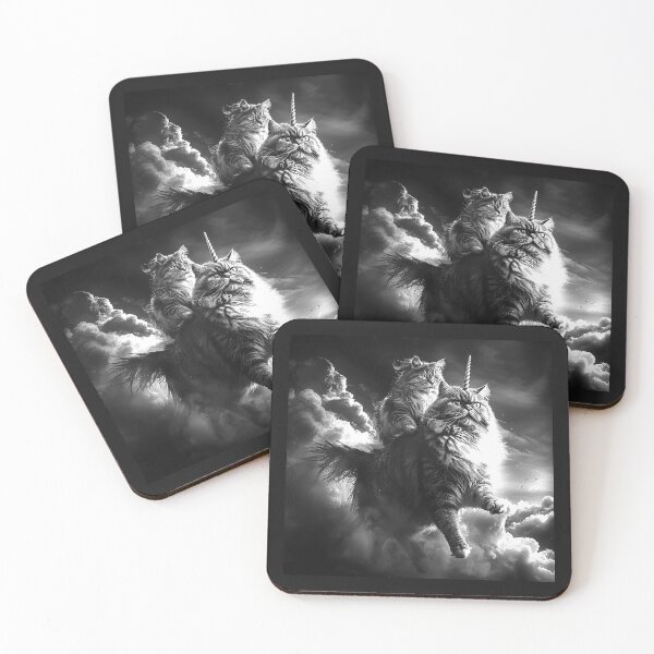 Item preview, Epic Unicorn Cat and Kitten Riding Through the Clouds designed and sold by inkoutninja.