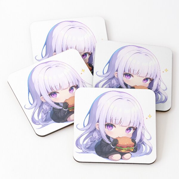 Item preview, Anime Kyoko Kirigiri Danganronpa Chibi Kawaii Burger Anime Girl Purple Sparkle Vibe designed and sold by earlobejerk.