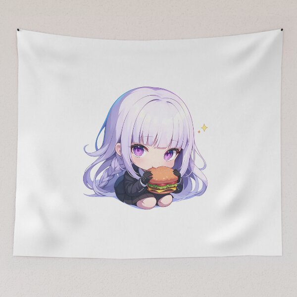 Item preview, Anime Kyoko Kirigiri Danganronpa Chibi Kawaii Burger Anime Girl Purple Sparkle Vibe designed and sold by earlobejerk.