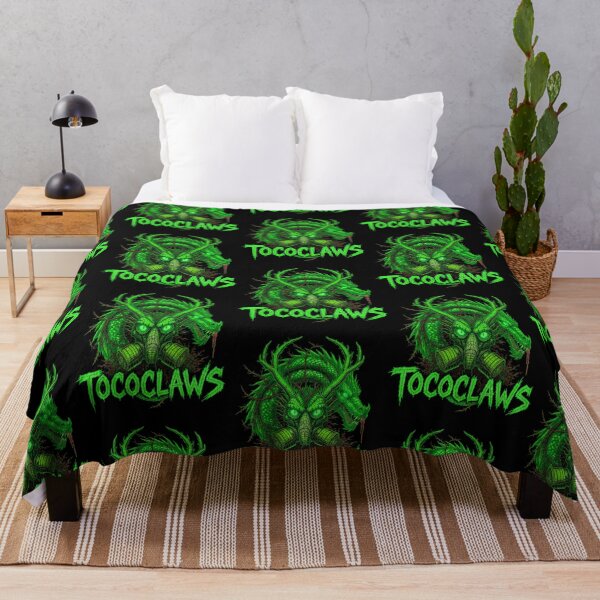 Item preview, TOCOCLAWS Toxic Hydra: Neon Green Gas Mask Dragon Throw Pillow designed and sold by TOCOCLAWS.