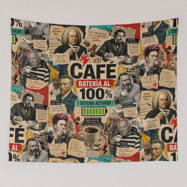 Item preview, Coffee · 100% Battery | Vintage Art Collage for Coffee Lovers | By Coloralmy designed and sold by Coloralmy.