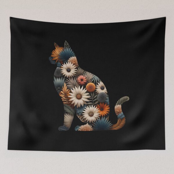 Item preview, Floral Cat Silhouette designed and sold by Khadigadesings.