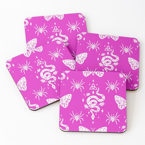 Item preview, Halloween Hot Pink Spiders, Snakes, And Butterflies Pattern designed and sold by DEC02.