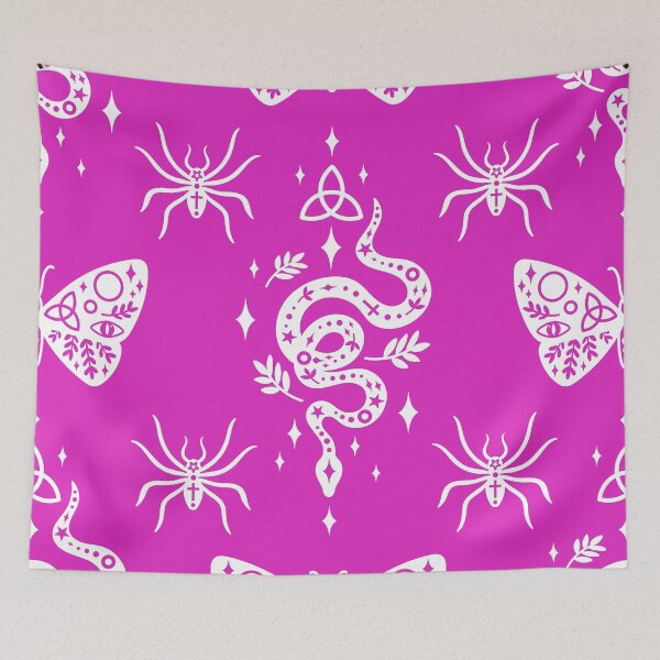 Item preview, Halloween Hot Pink Spiders, Snakes, And Butterflies Pattern designed and sold by DEC02.
