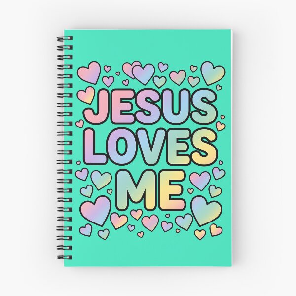 Item preview, Jesus Loves Me ombre rainbow text with hearts designed and sold by PrettyfulStuff.