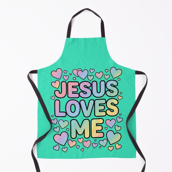 Item preview, Jesus Loves Me ombre rainbow text with hearts designed and sold by PrettyfulStuff.